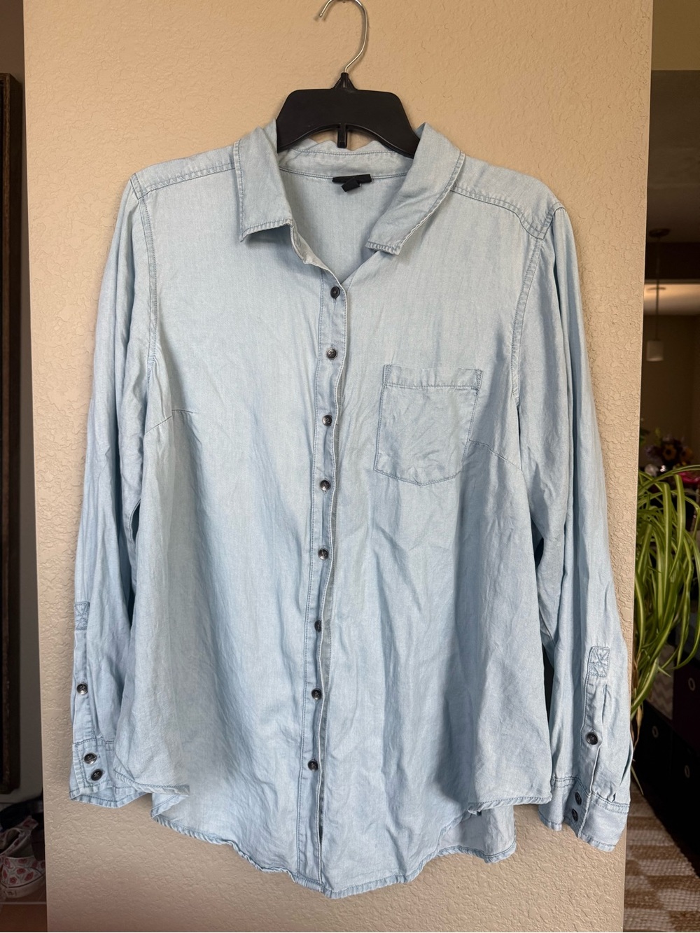 Light Blue Women's Denim Button-Up Shirt